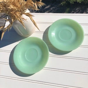 Vintage Jadeite Fire King Saucers, Set of 2 Jadeite Green Tea Cup Saucers, Jadeite Collectible, Kitchen Essentials, Gift for Her