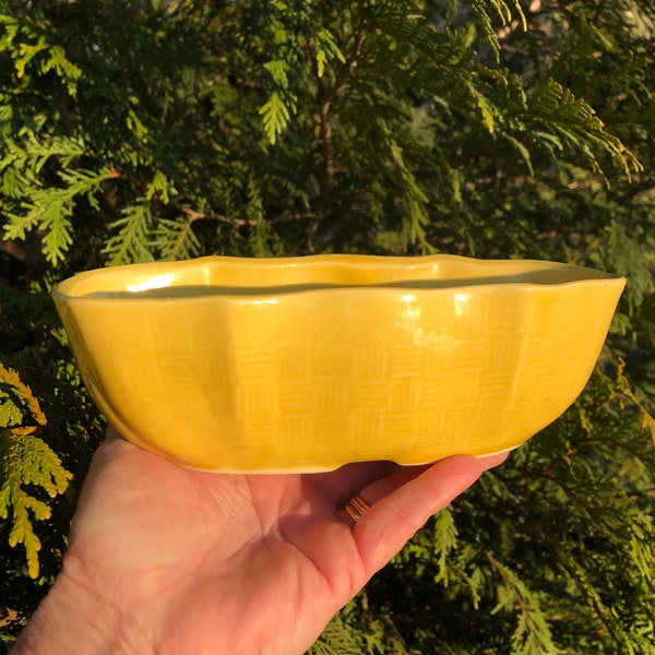 Vintage Yellow Ceramic Planter, Flower Vase, Made in USA, Kitchen Table Decor, Porch, Garden, Patio Decor, Succulent Pot, Gardeners Gift