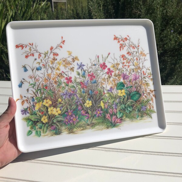 Vintage Flower Floral Melamine Serving Tray RDE Imports Made in Italy, Wildflowers, Garden Party Platter, Hostess Gift