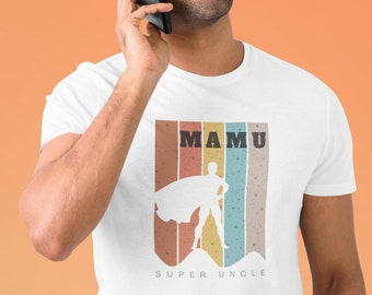 Super Mamu Shadow & Stripes T-Shirt | Maama| Mamu | Gift for Mama | Indian Gifts | Pakistani Gifts | Desi | South Asian | Eid Gift | S-2XL