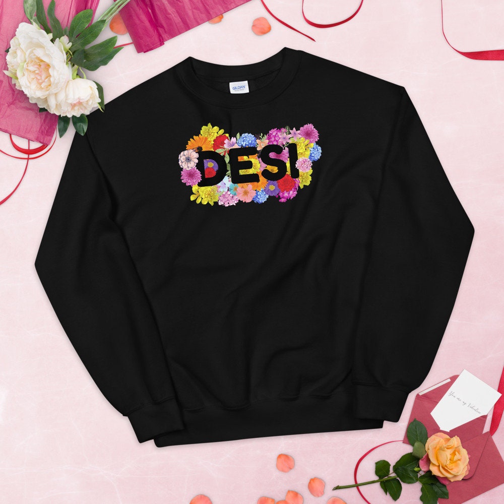 Schwarzes Desi Floral Sweatshirt Unisex Sweatshirt Desi Sweatshirt