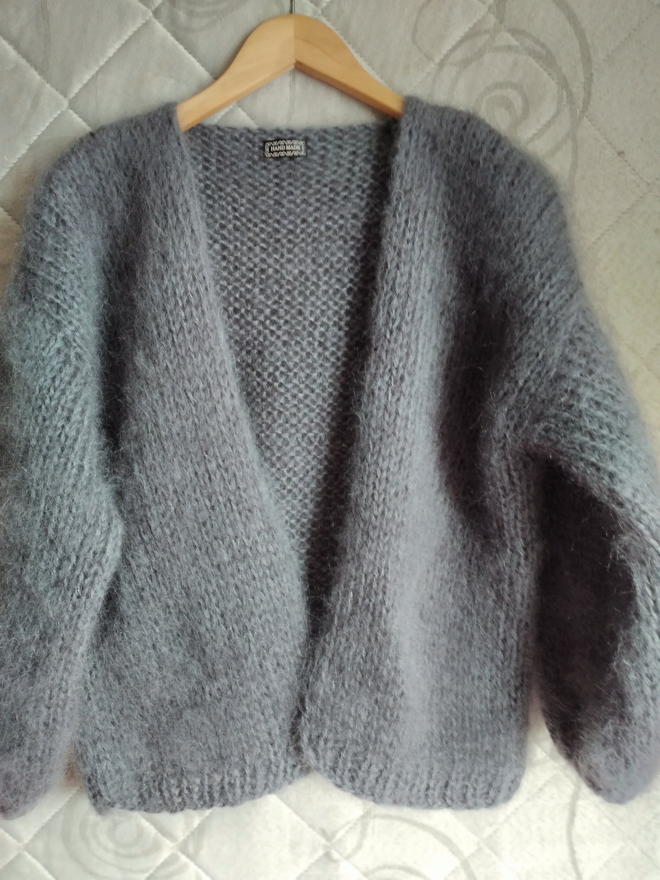 White Mohair Cardigan - Oversize Mohair Sweater -balloon