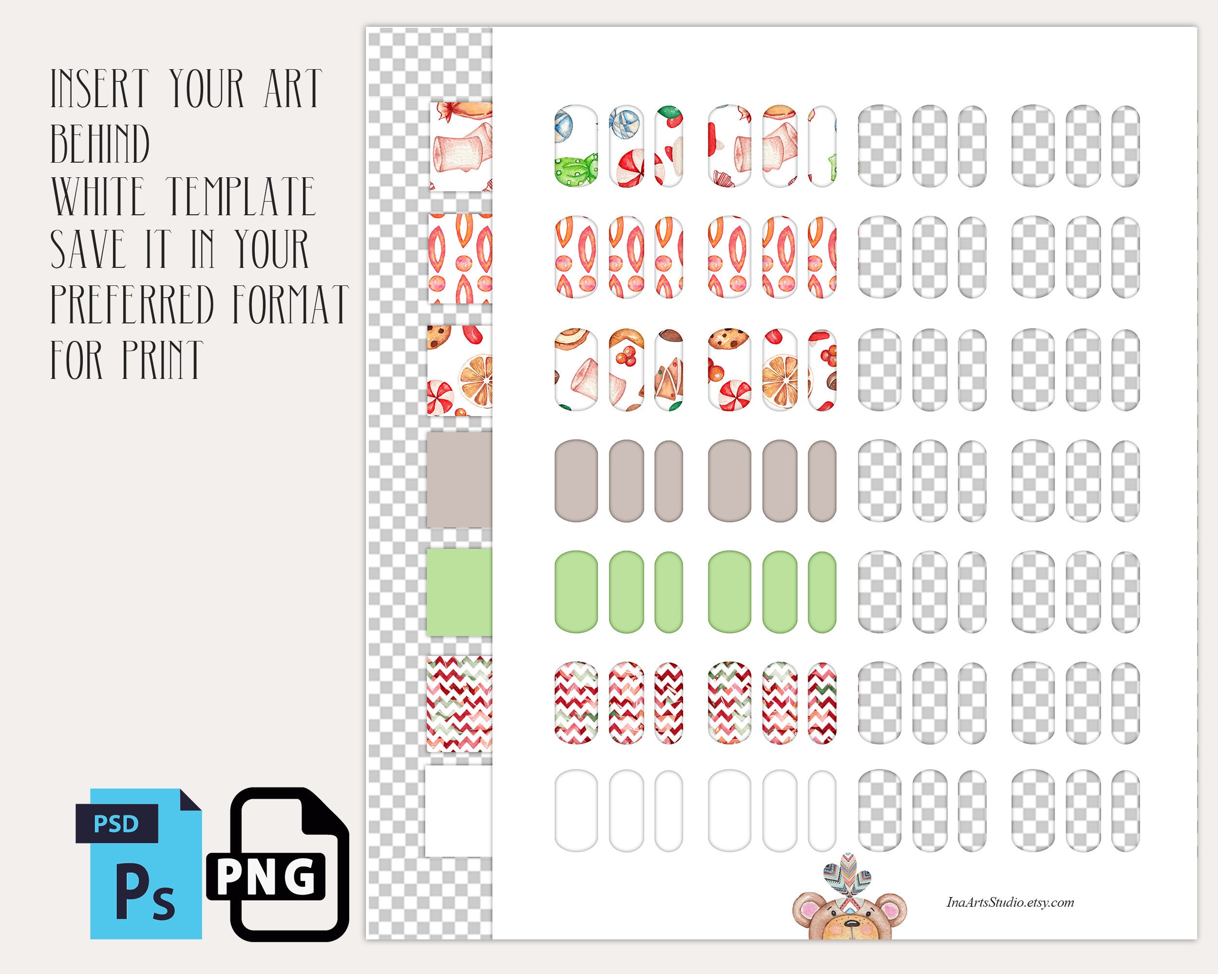 Custom nails printable template Nail stickers diy Nail decal | Etsy