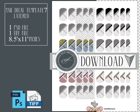 Custom Nails Printable Template Digital French Tip Nail Art - Etsy