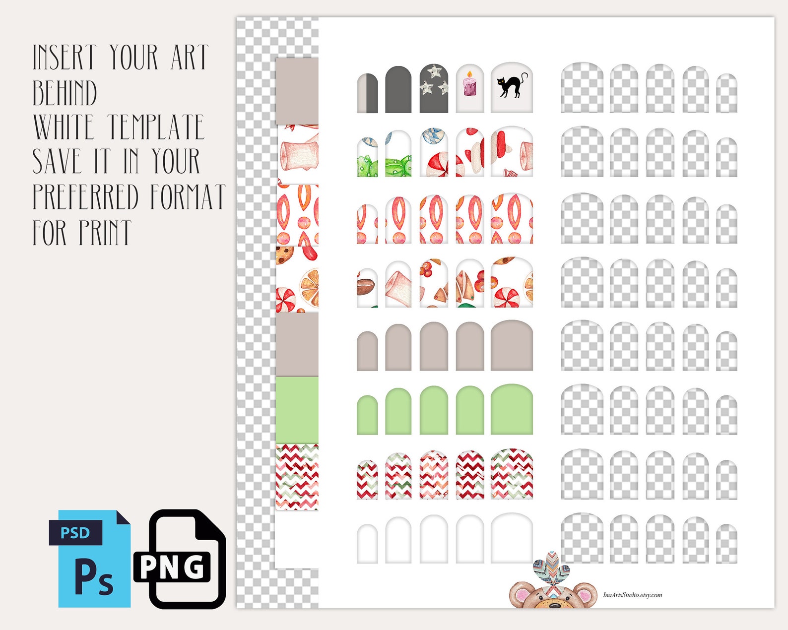 Nail Wrap Decal Template Bundle Make Your Own Nail Polish - Etsy