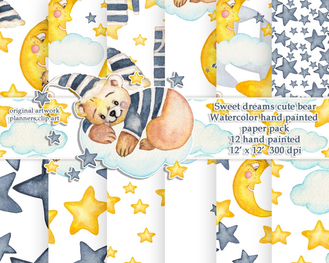 Sweet Dreams Digital Paper Pack Seamless Pattern Cute Duvet Etsy