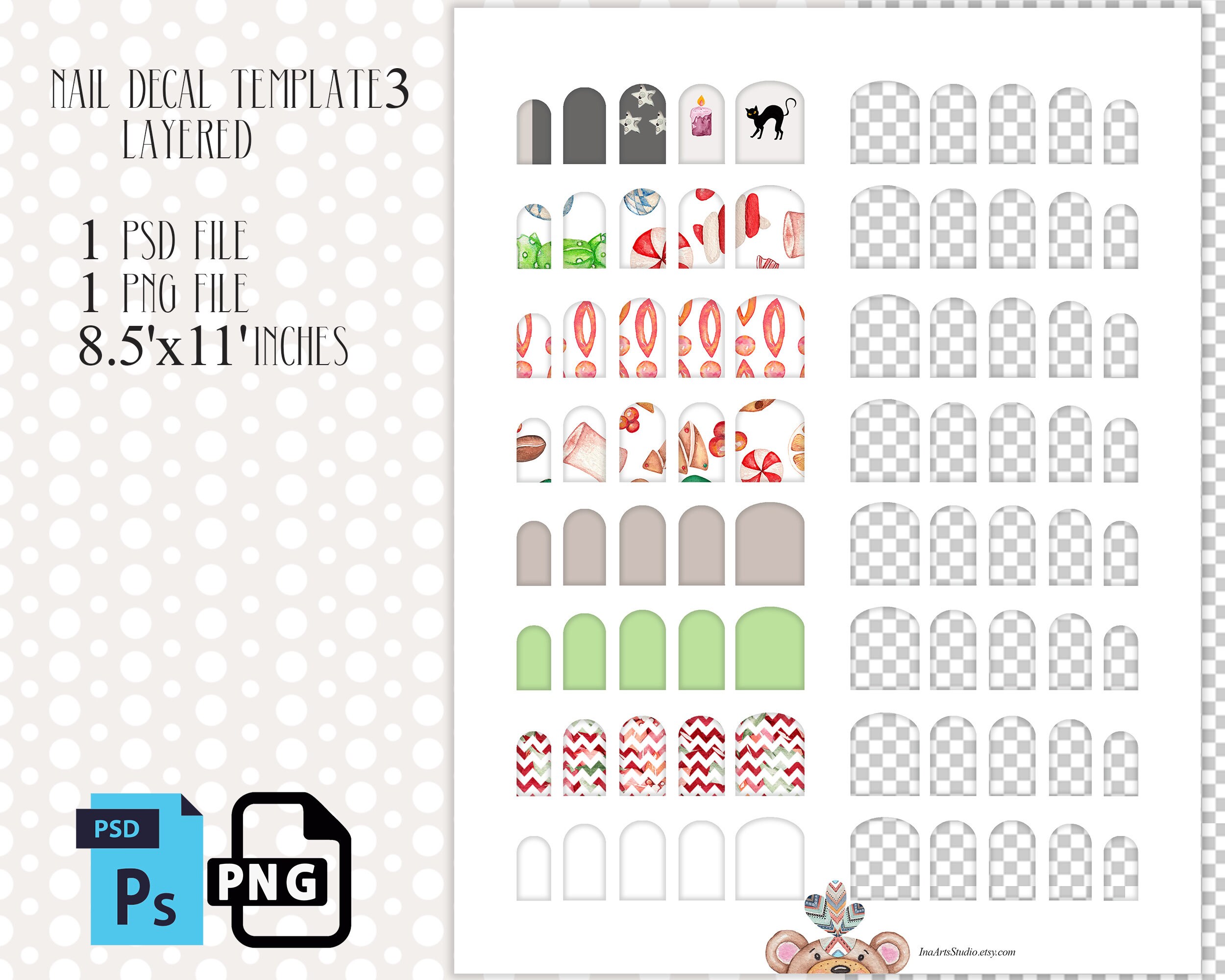 nail decals custom wrap make your own printable template diy etsy