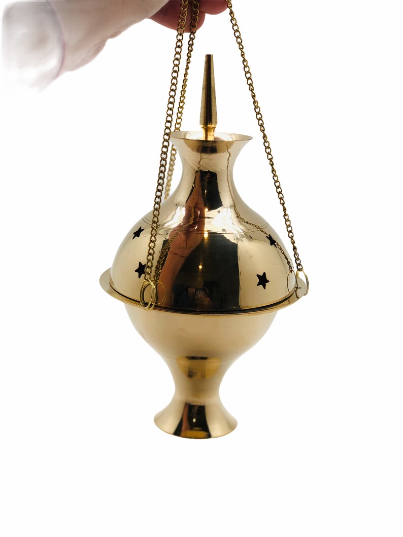 Brass Burning Hanging Censer Charcoal Incense Burner Etsy