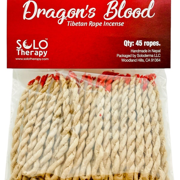 Dragon's Blood Tibetan Rope Incense , 45 Ropes, 3.5" Length , Incense for for Meditation, Purification, Luck and Love, Handmade in Nepal