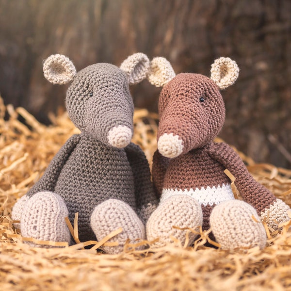 Little Pooko's Friends Grey Rat + Brown Rat Crochet Digital Pattern