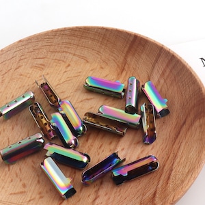 20mm Rainbow Metal End Tips Craft Cord Locks End Caps Cord End Buckle Cap Rope Buckle,rope end Connector Buckle Replacement DIY