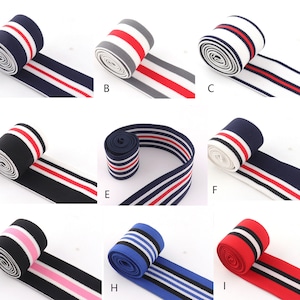 1.5 Inch High elastic striped webbing Elastic Stretch Band Ribbon Multiple Color Stripe Elastic band 38mm strap webbing by the yard