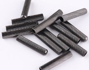 25 mm Shoelace Tips gunmetal Shoelace Bullets Metal Aglets Tube Clasps Rope Cord Ends Cord Finish Ends
