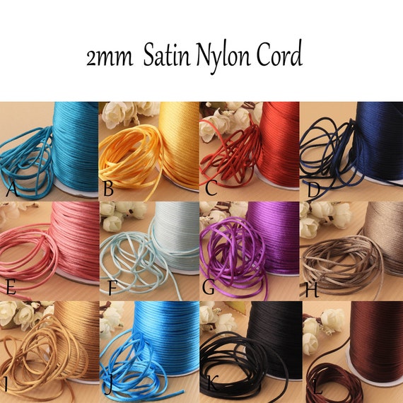 2mm Satin Nylon Cord Colorful Chinese Knot Woven Rope Thin Strong