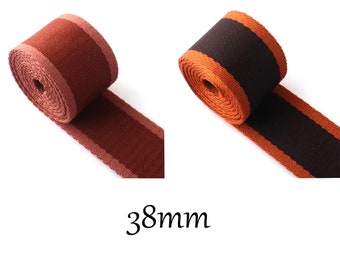 38mm Gestreepte singelband bruine kleur katoenen singelband tas strapping sleutelhangers Halsband belting kleding Rugzak op maat gesneden