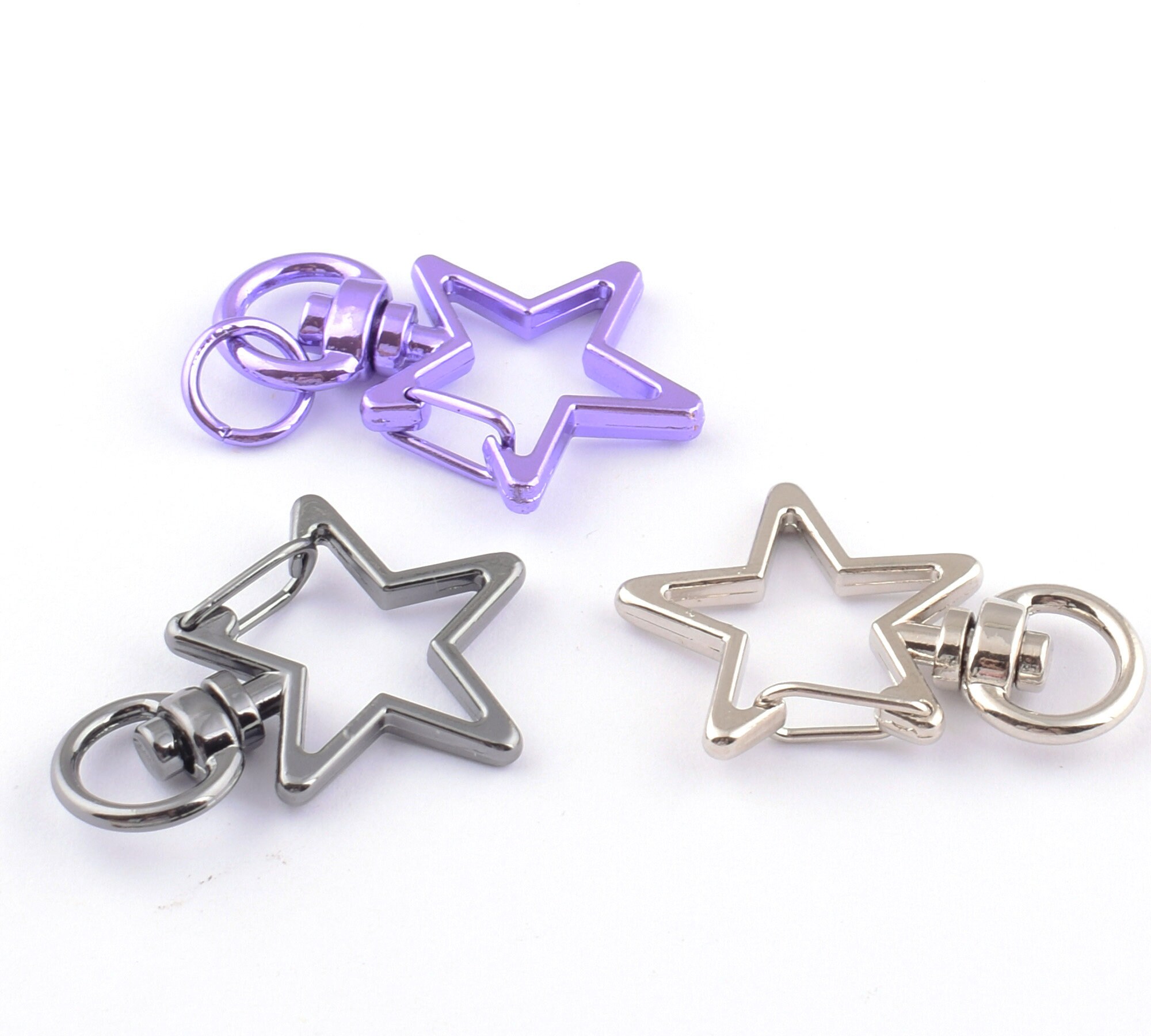 Gun Black Star Shaped Stainless Steel Keychain Clip