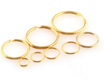 9-30mm Gold metal Split ring key ring key chain for belt backpack hardware Split Ring for Key Chain accessories