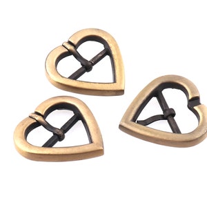 Heart Shaped Pin Buckles 3/4&quot;inch(21mm ) inner bronze metal Buckle Center Bar Buckle Single Prong Strap Belt Buckle Strap Adjuster buckle