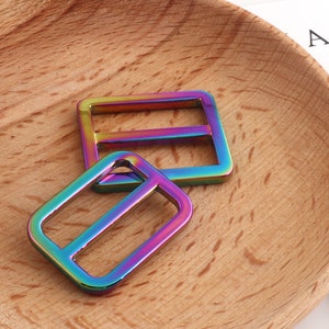 Strap Buckle rainbow color metal Slider buckles Alloy Tri-Glide Slider buckle for Strap Belt Bags Garment Accessories