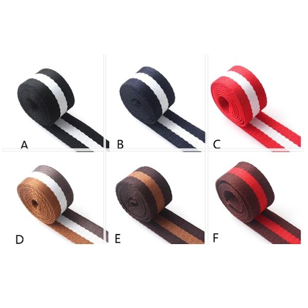 1.5'' Stripe Webbing Colorful Webbing Fabric Belt Webbing Soft Cotton Ribbon for Key Fobs Bag Straps Dog Collar Strap Buckle By the yard