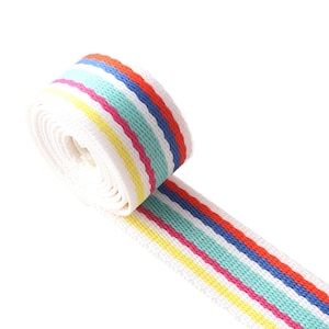 Cotton Stripe Webbing 25mm Width Colorful Webbing For Key Fobs Handbags Bag Purse Strap Tote Bag Collar Garment Textile Sewing by the yard