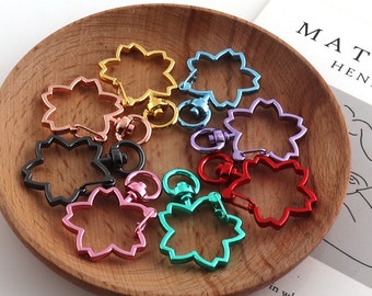 Flowers shape swivel snap hook key chain Lobster Swivel Clasps Clips Bag Key Ring Hook Findings Keychain 6pcs