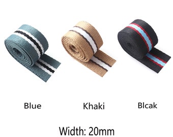 1'' Stripe Webbing 25mm Webbing Color Cotton Webbing For Key Fobs Strap Webbing Bag strap Dog Collar Webbing By the yard