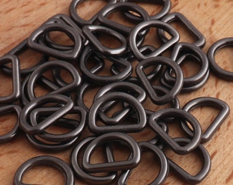 10mm inner Gunmetal color Small Size Metal D ring Mini rings Landyard Leather Craft for belt bag garment accessories