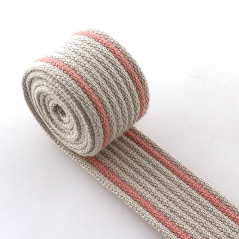 32 mm rosa randigt band Kraftigt bandrem för tygväska, hundhalsband, nyckelringar, bälten, handväska, koppel, metervara bild 1