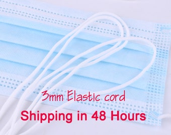 Fascia elastica da 3 mm, fascia elastica maschera, cinturino maschera elastico bianco, cavo passante orecchio maschera, cordino fatto a mano per cucire maschera