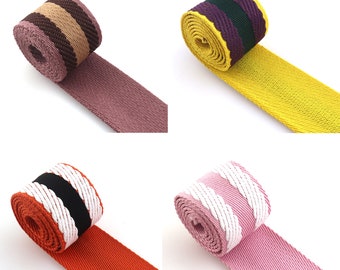 1,5 ''Colorful Cotton Webbing Stripe Webbing Fabric Key Fobs Strap Webbing Bag Strap per borse, zaini accessori tagliati a misura