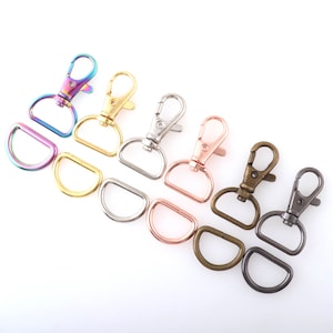 20mm Swivel Clasp Snap Hook Metal Hook Lobster Clasps with 20mm D ring Lanyard Swivel snap hook for webbing Purse bag Clasps Strap Purse