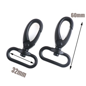 32mm Black Swivel Lobster Clasp Metal Swivel Snap Hook Lanyard Hook Clasp Bag/Purse/Webbing Connector Handbag Accessories 6pcs image 3