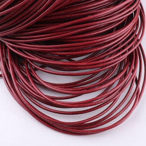 2 mm Round Leather string,Jewelry, Leather Cording Supplies red leather cord by the yard