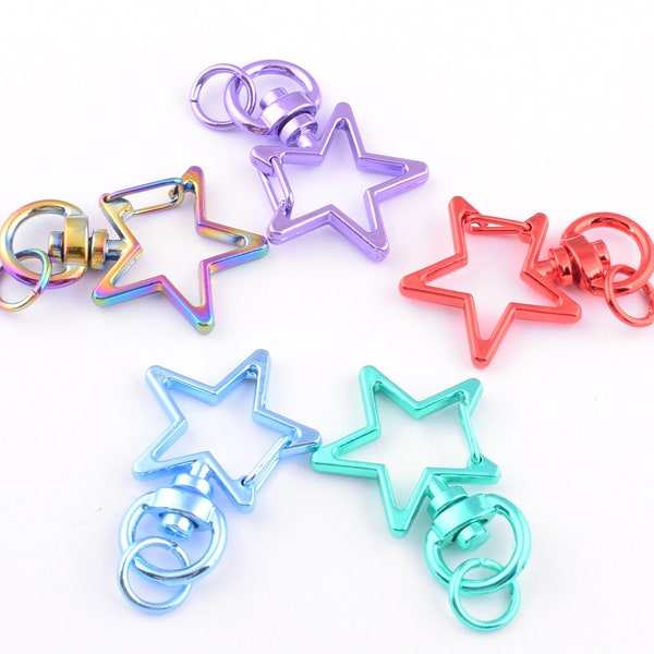 Star Shaped Lobster Clasp DIY Metal Snap Hook Key Ring Charm  Keychain Key fob  Bag Key rings Hook Findings 6pcs