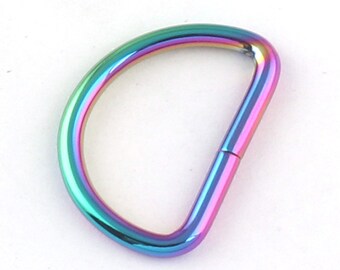 Herrajes para bolsos con anillos en D arcoíris de 1'' (26 mm), accesorios para bolsos cruzados, fabricación de bolsos, anillos de metal, bolsos hechos a mano