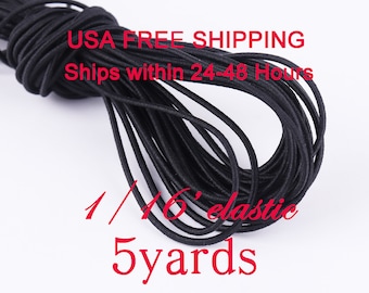 1/16 inch black stretch elastic rope, 1.5mm  elastic beads cord,round elastic diy sewing mask supply