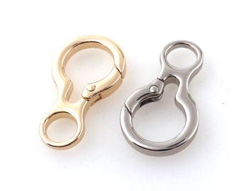 Silver Gold Metal Snap Hook Gourd shape Carabiner Spring Snap Clasps Key ring Key Chain for Dog collar Key Hook Purse Hardware With a Loop