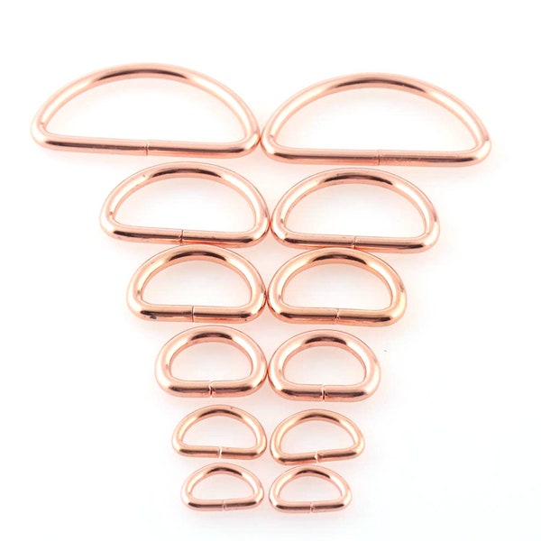 10-38mm D Ring Dee Ring Metal Rose Gold Color Metal Buckle Webbing Backpack Bag Parts Pet Dog Collar Garment Clasps Leather craft Strap