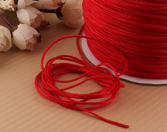 1.5 mm red cord craft cord decor. Wall hanging macrame cord, braided nylon cord, braided strap