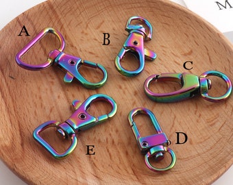 Colorful rainbow snap hook Lobster Claw Clasps buckle fashion vacuum plating swivel snap hooks for decoration accessories