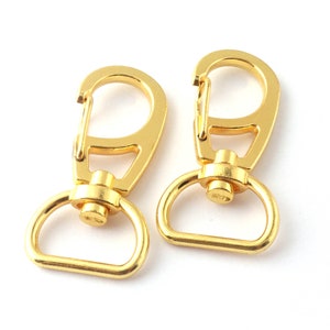 Gold Metal Swivel Clasp Snap Hook Lobster Clasps with 17mm Lanyard Swivel snap hook for keyring Purse bag Clasps with D Ring Strap Purse