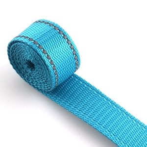 25mm Sky Blue Reflective Webbing Tape Pet dog collar leash harness horse tack craft bag purse strap ribbon Reflector tape 5yards