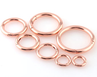 Rose gold Color Metal Spring Ring Push Gate Ring Clip Buckles 13-35mm for bag garment Dog collar diy accessories hardware Accessories