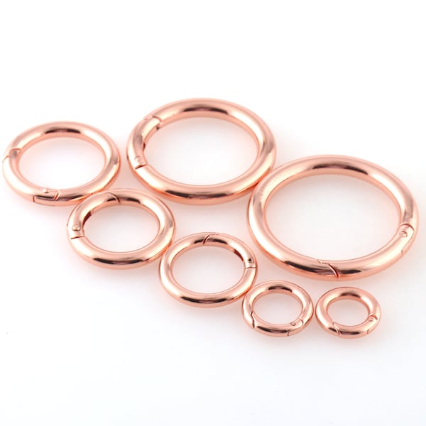 Rose gold Color Metal Spring Ring Push Gate Ring Clip Buckles 13-35mm for bag garment Dog collar diy accessories hardware Accessories