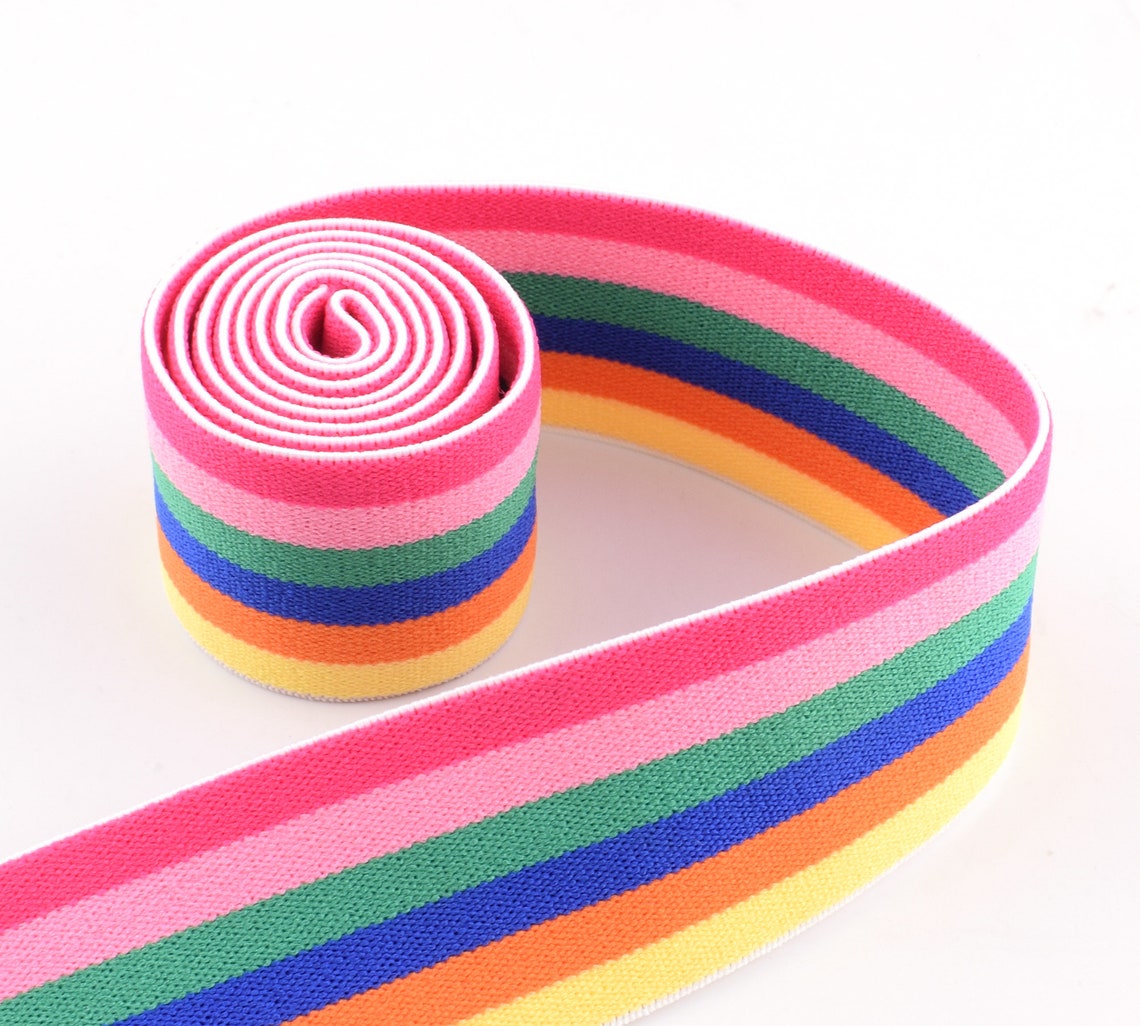 1 1/2 Inch Colorful Stripe Elastic Webbing Elastic Waist Band - Etsy