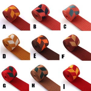 38MM Striped Polyester webbing Cotton Webbing with diamond pattern in various colors for Bag strap,Dog collar Webbing by the yard