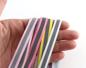 Ruban réfléchissant de 10 mm de large disponible en 9 couleurs Ruban en mélange de coton à double rayure pour housse de protection pour vêtements au mètre