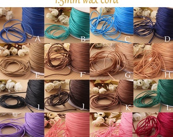 16 Colors - 1.5mm Waxed nylon Cord Waxed Thread for beading cord bracelet necklace cord Twist rope leather sewing jewelry making by the yard
