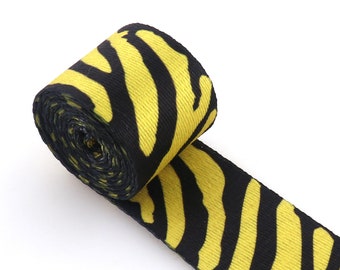 Gele Webbing bandjes 38mm Zebra Webbing voor Purse Bag Dog Collar Bag Belt Naaien Accessoires op maat gesneden
